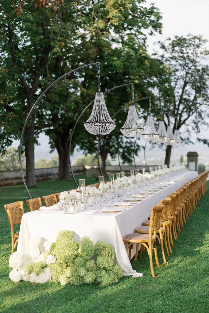 Bespoke wedding table styling and floral design at an exclusive Italian venue