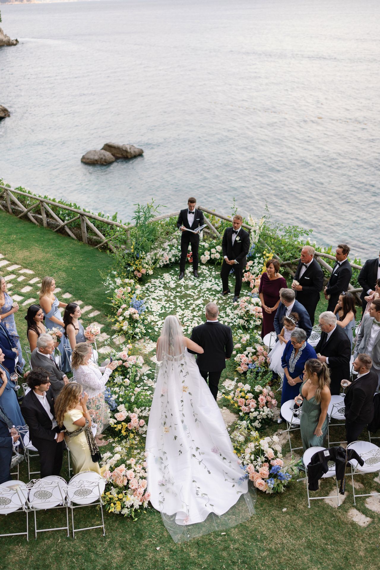 Bespoke outdoor wedding ceremony with sea view at Borgo Santandrea Amalfi Coast